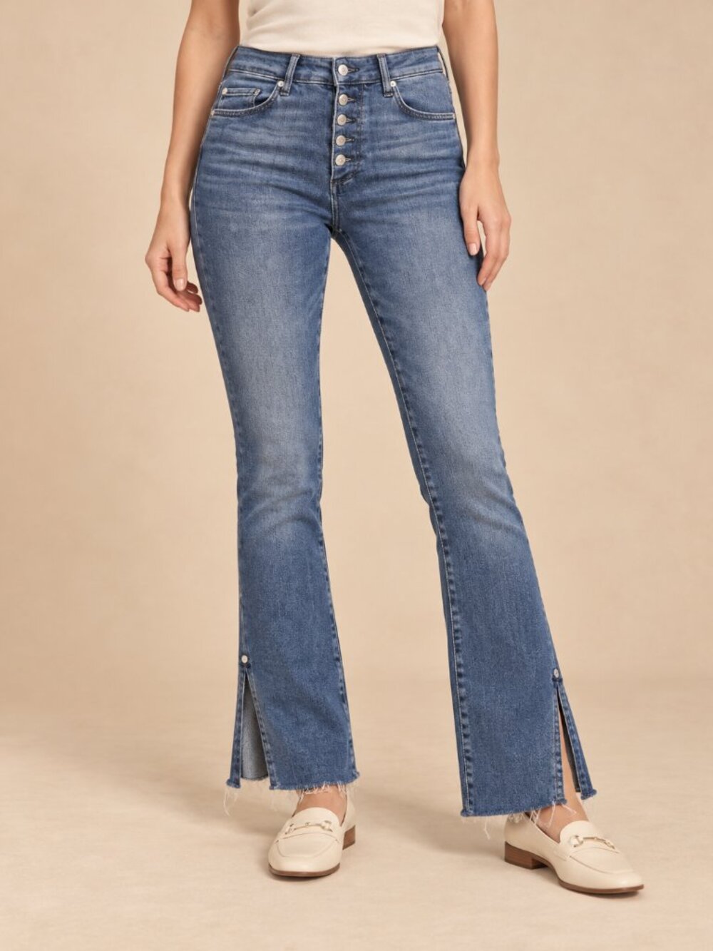 Pilcro Anthropologie High Rise Skinny Bootcut Jeans 27 Petite Split Hem